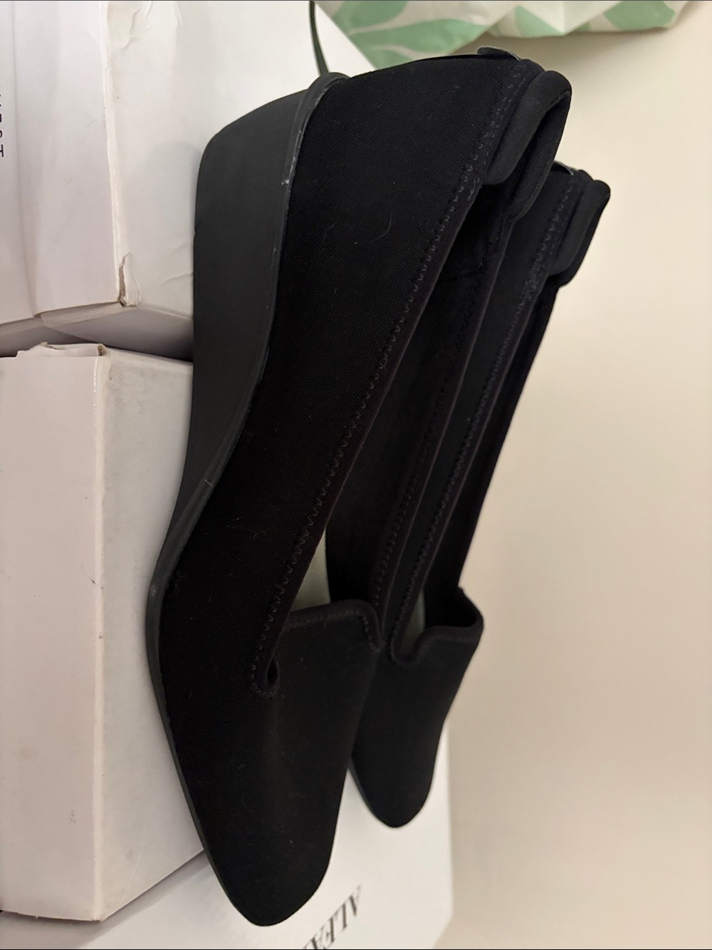 Anne Klein Black Wedge Slip-On Flats